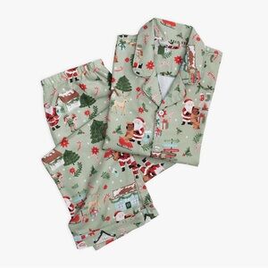 Pottery Barn Kids Candy Cane Village Flannel Pajamas kids 10 boys girls Santa